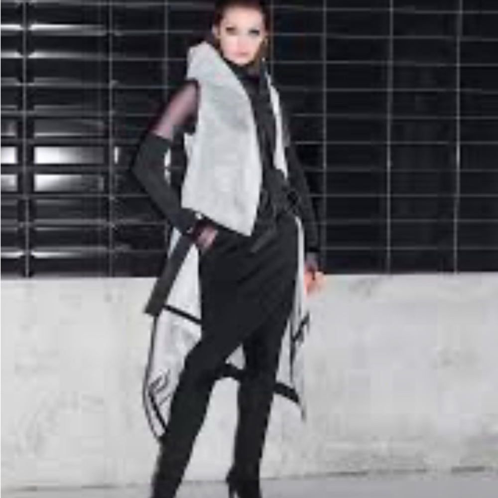 Chic Black and Gray Hooded Vest